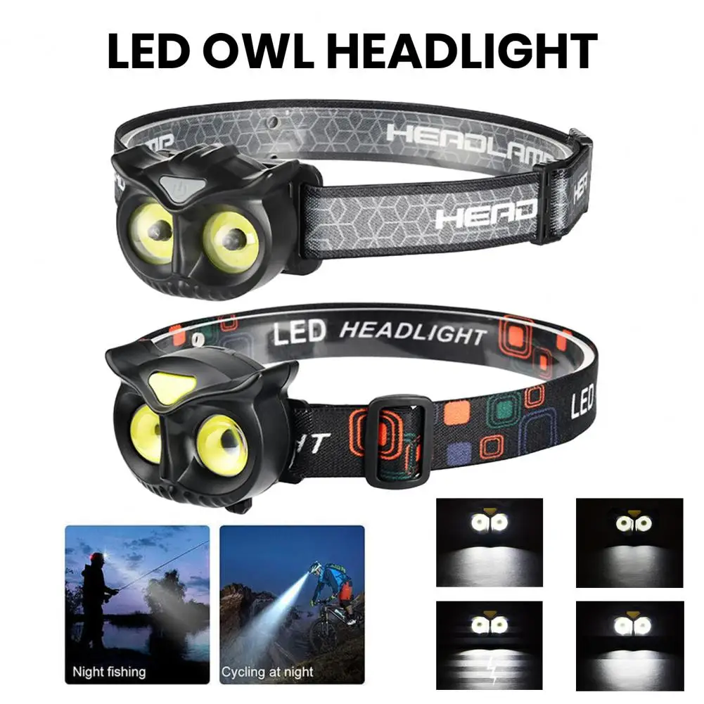 Owl Shape LED Headlamp Type-c Charging Flashlight Head Torch Detachable Fishing Headlight Outdoor Camping Head Lamp