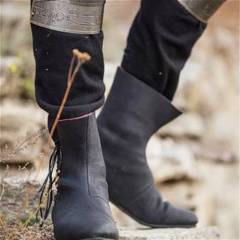 

Мужская обувь из искусственной кожи, ботильоны средневековья, Ларп, викторианский Ренессанс, повязка, средневековый рыцарь, карнавальный костюм для вечеринки