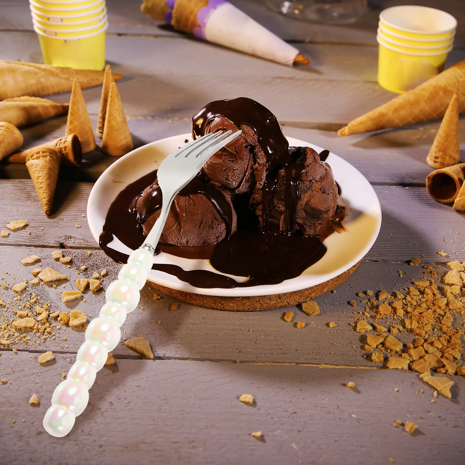 

Ceramic Handle Stainless Steel Fork Decorative and Useful Safe Reliable Tableware for Home Kitchen Tea Fork for Hot Tea