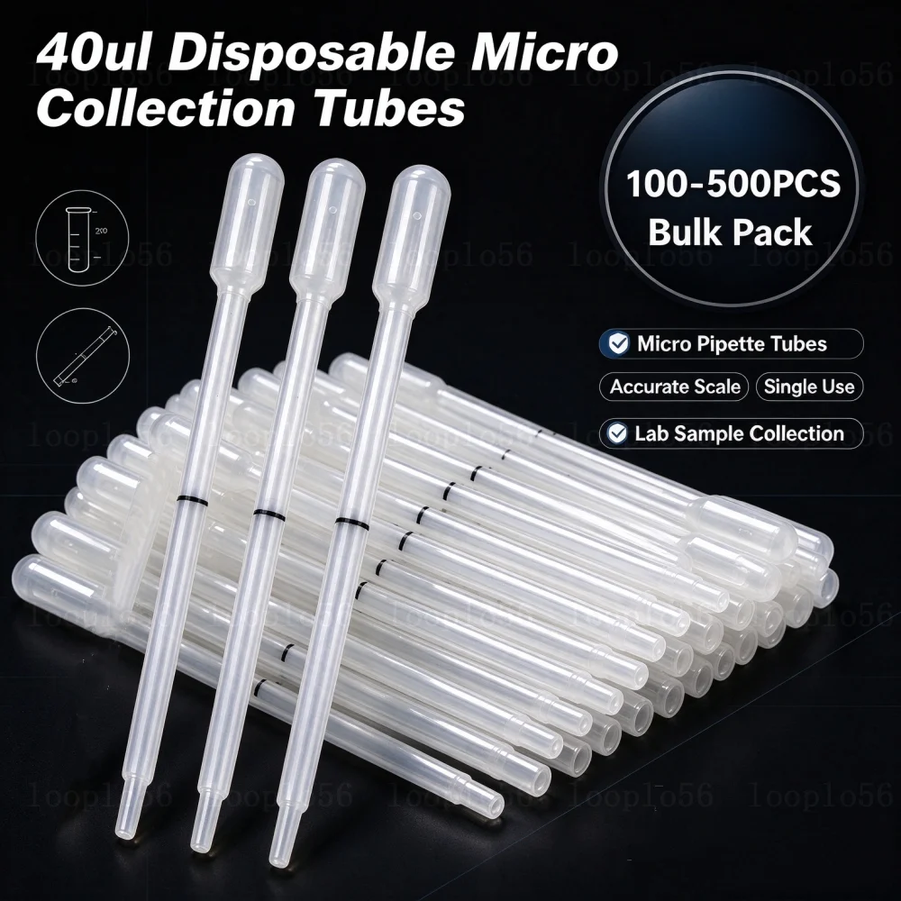 100-500PCS 40ul Blood Lipid or Hemoglobin Tests Graduated Plastic Disposable Dropper Transfer Micro Pasteur Pipette