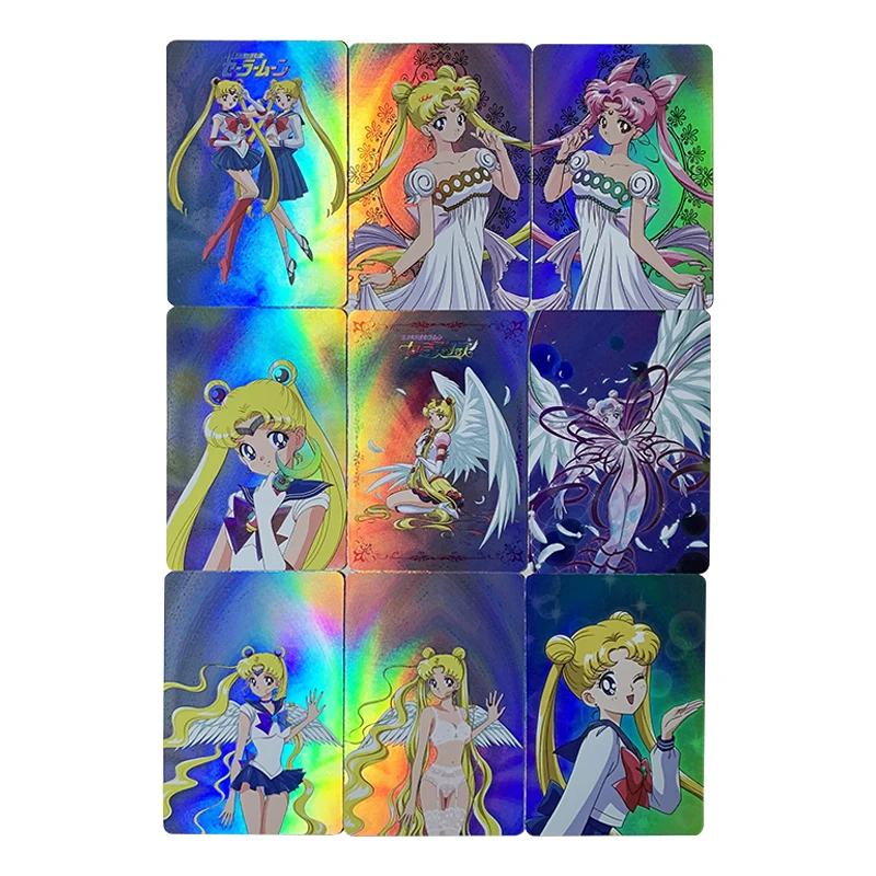 

9pcs/set Anime Girls Flash Card Tsukino Usagi Super Soldier Kawaii Game Anime Collection Card Gift Toys