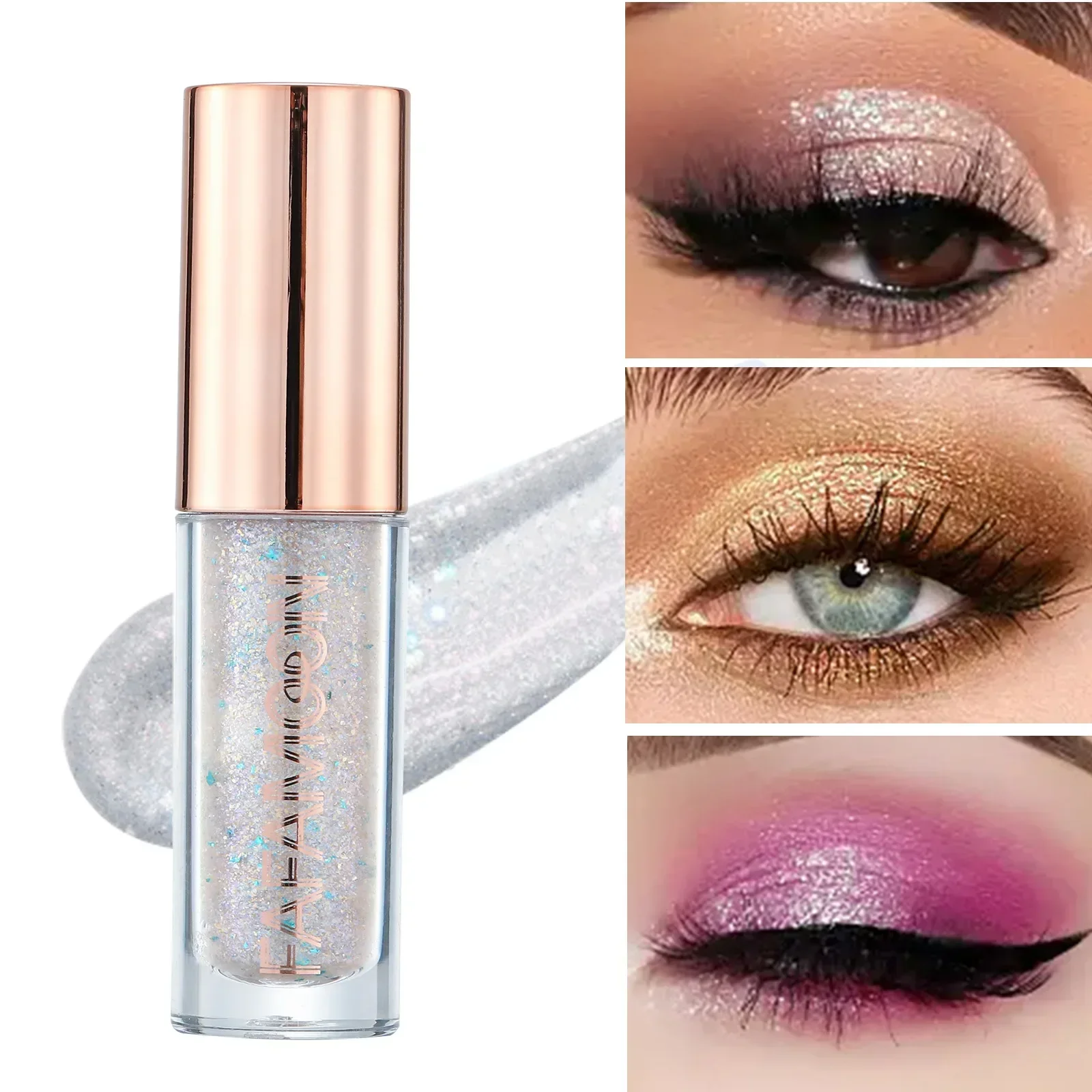 Sombra de ojos líquida con purpurina monocromática, lápiz de lentejuelas doradas y púrpuras, brillo, gusano de seda, maquillaje, resalte, Cosméticos brillantes impermeables para ojos