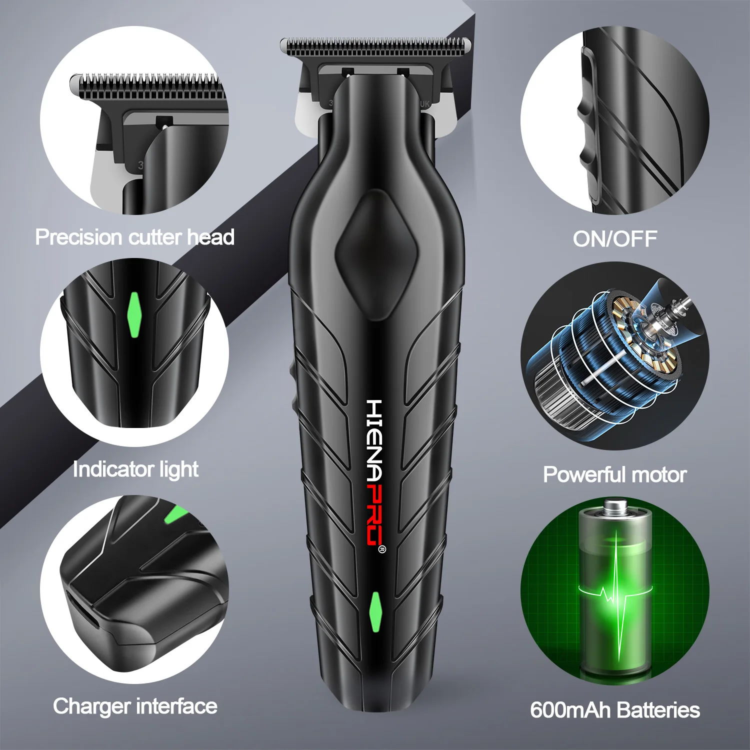 HIENAPowerful Battery Electric Hair cutting machine hair clipper mini USB charging professional barber shop special hair clipper