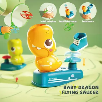 Dinosaur elastic flying saucer kids indoor outdoor toys bamboo dragonfly foot boy girl parent-child interaction toys