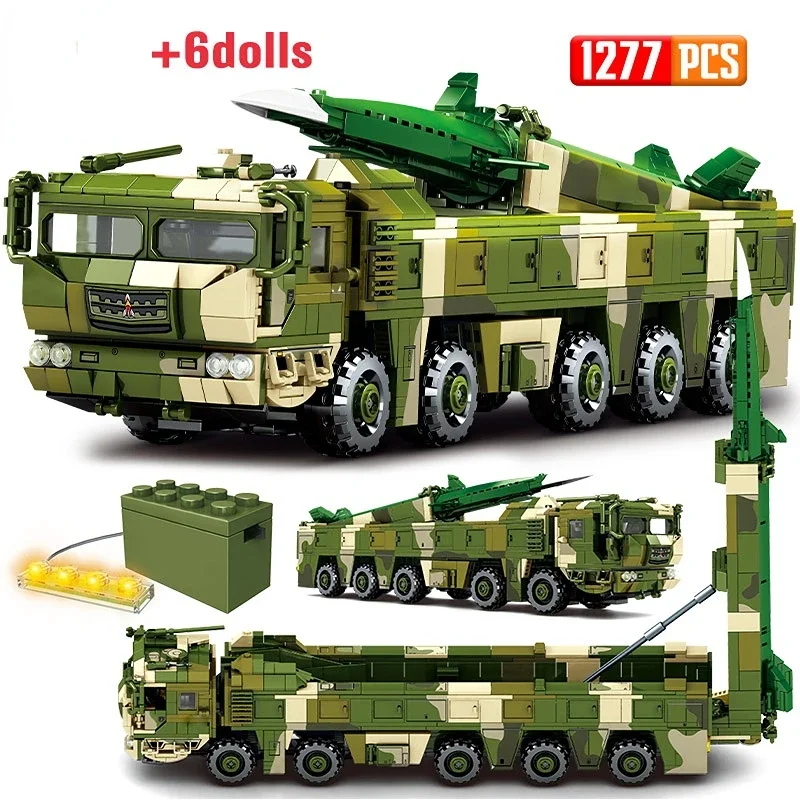 

1277pcs Military Missile Vehicle Building Blocks WW2 Army Soldier Weapons Combat Truck Figures Bricks Toys For Boys Gift