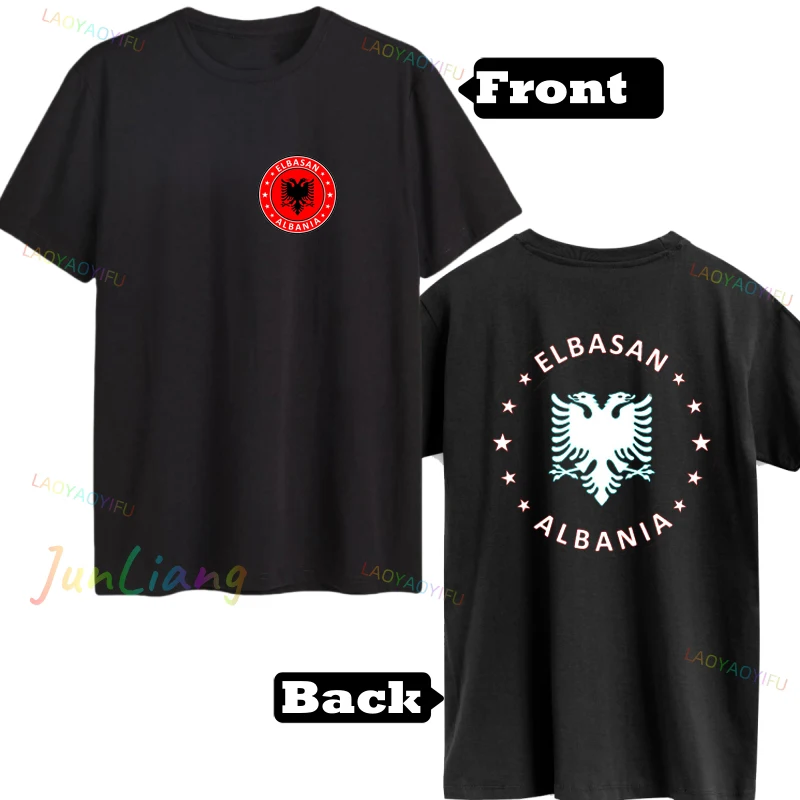 

100% Cotton Sweatshirts for Men Albanian Flag National Emblem Story Eagle Short Sleeve Unisex T-shirt Original Mens T-shirts
