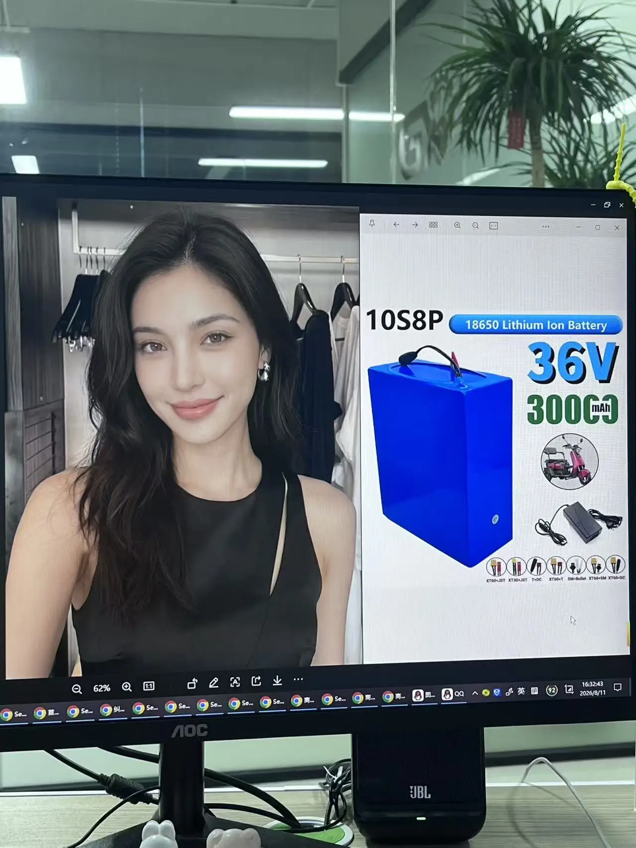 36V 30Ah 1500W high-power built-in BMS, New 18650 10S8P A-class lithium battery pack, suitable for various energy storage back