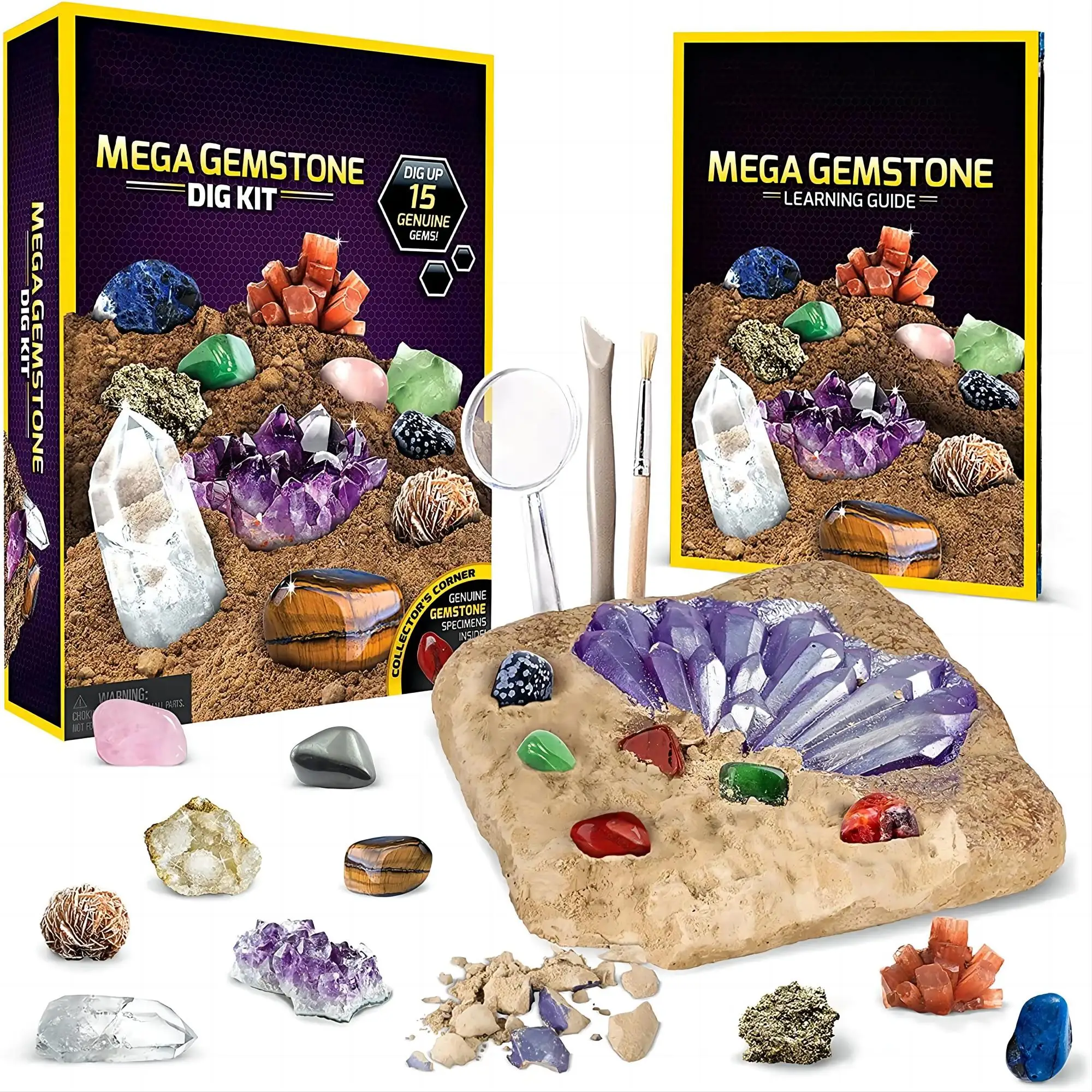 National Geographic Dig and Discover Gem Stone Crystal Dig Toy Set Child Learning Educational Toy Crystal Mining Kit Kids Gift