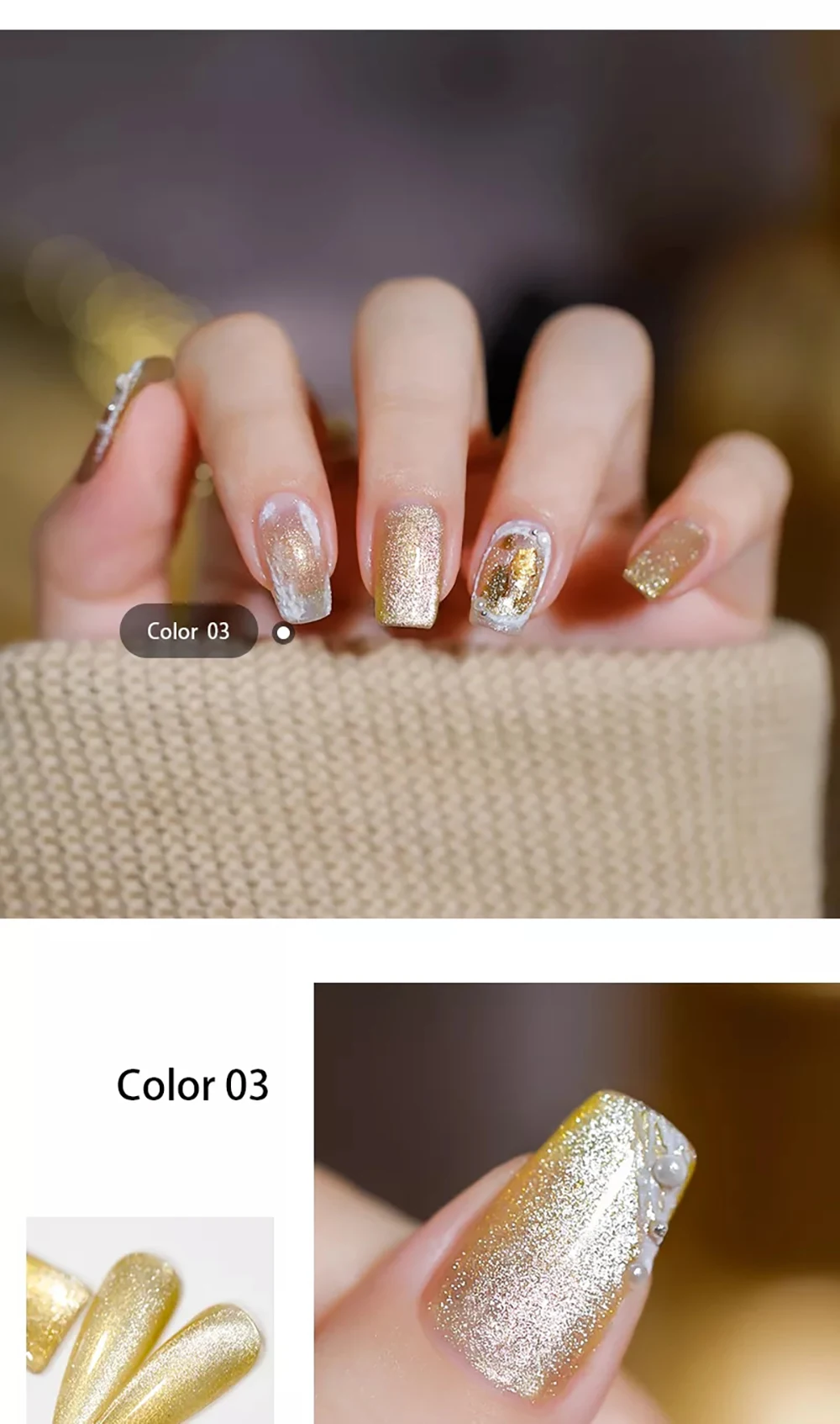Vendeeni 15 Farben/Set Aurora Kristall Katzenaugen Gel Nagellack Glänzender Laser Nagelkunst Gel Lack Magnetischer UV Soak-Off Gel Nagellack – Detail 14