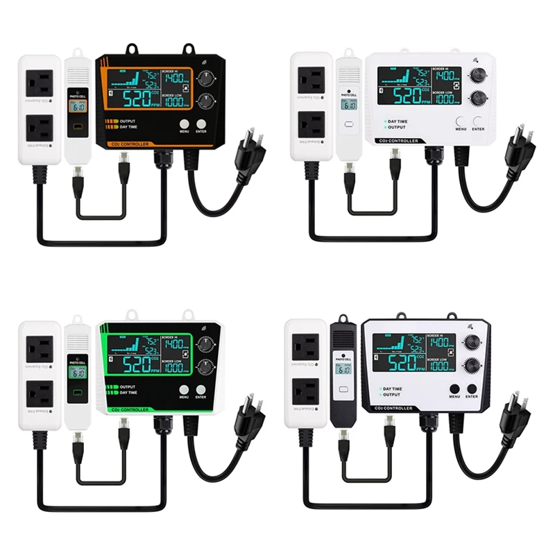N11R- Carbon Dioxide Controller Dual Channel Split Probe CO2 Monitor CO2 Pressure Reducer Valve For Greenhouse US Plug