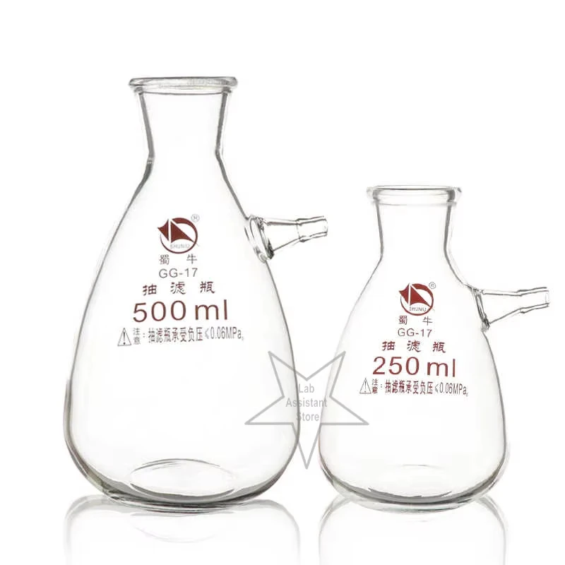 

500ml Glass Vacuum Grinding Mouth Filtration Suction Flask Laboratory Filter Bottle High Quality