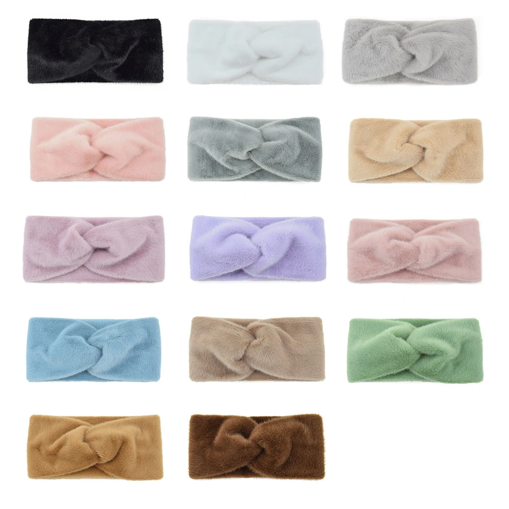 Soft Wide Cross Plush Headbands for Woman Solid Warm Hairband Elastic Sports Yoga Headwear Girls Hair Band Hair Accessories New