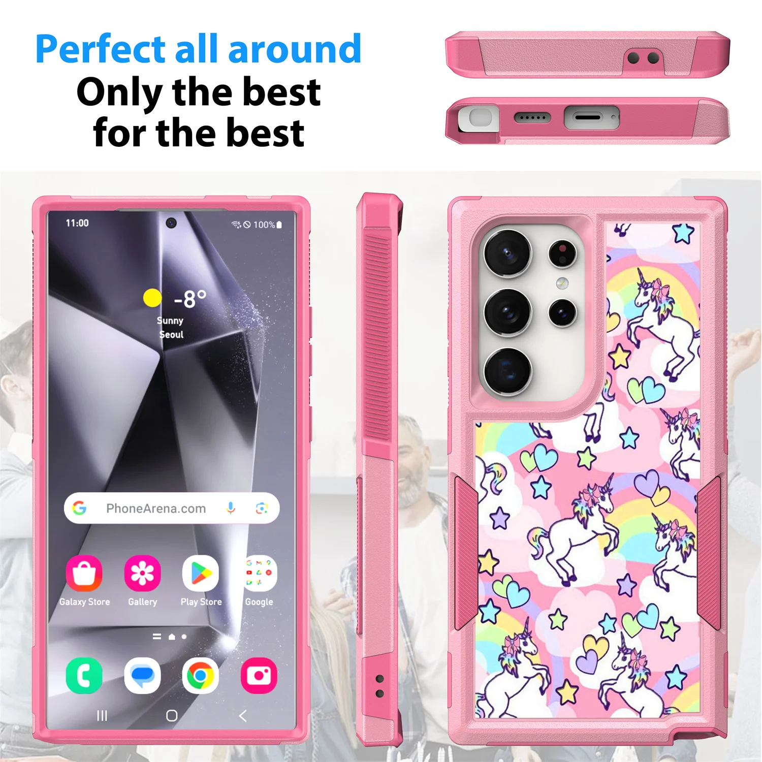Cartoon cute Unicorn Case For Samsung Galaxy S24 Ultra plus A15 Dual Layer Shockproof Protective Cover