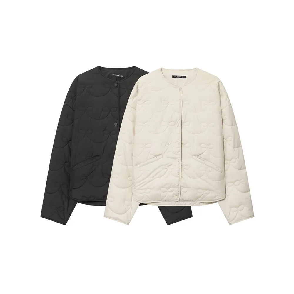 

Autumn New Women's Fashion Versatile Bow Quilted Coat