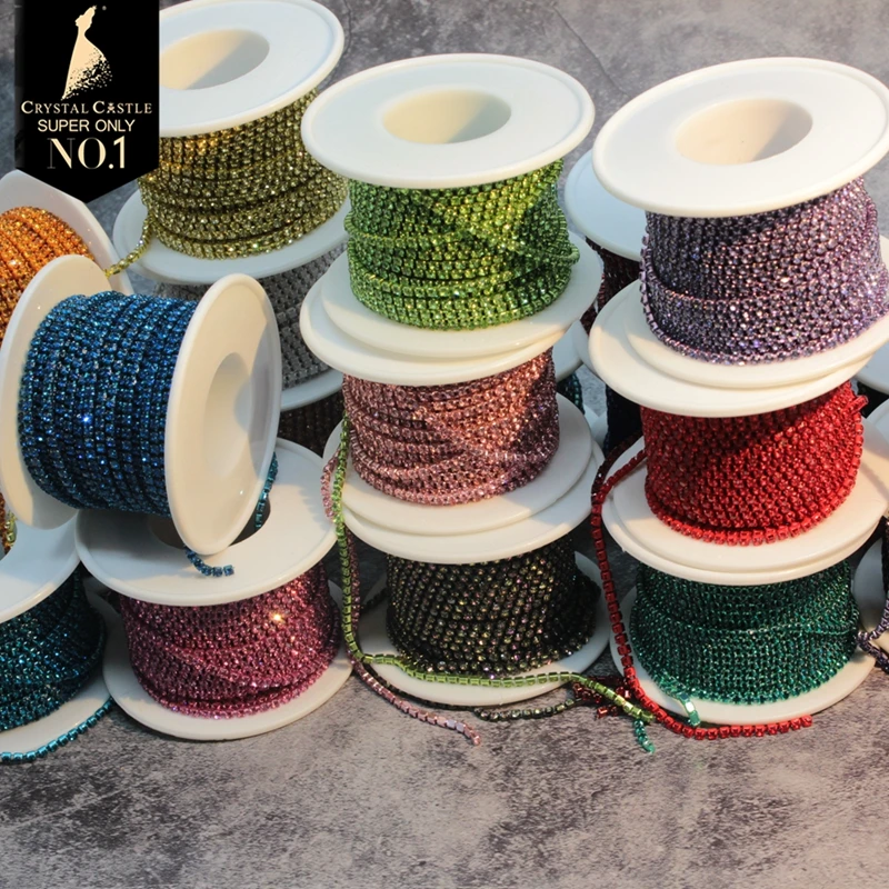 Strass Kette Rolle Quaste 1/10Yard Kristall Band Strass Banding Nähen Auf Gold Strass Trim Streifen Tasse Ketten Für Handarbeiten – Detail 10