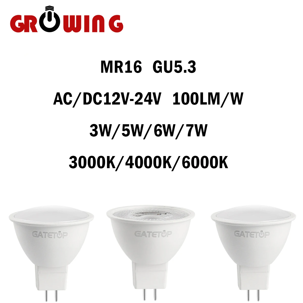 

Светодиодный Spotlight MR16 12 шт. GU5.3 низкое напряжение AC/DC12V-24V 3-7 Вт 120/38 градусов теплый белый свет светильник без мерцания для дома и офиса