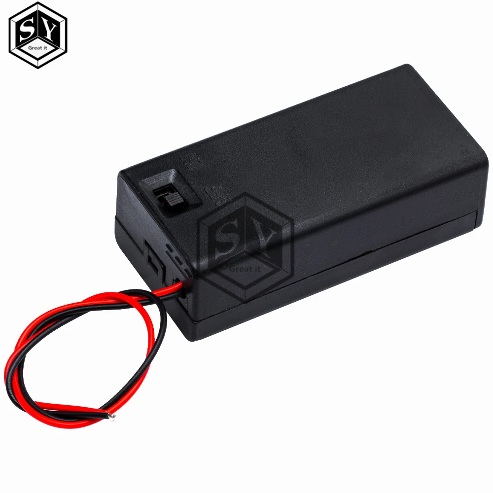 Hot  9V Battery Storage Case Plastic Box Holder With Leads ON/OFF Switch DEC22 DIY