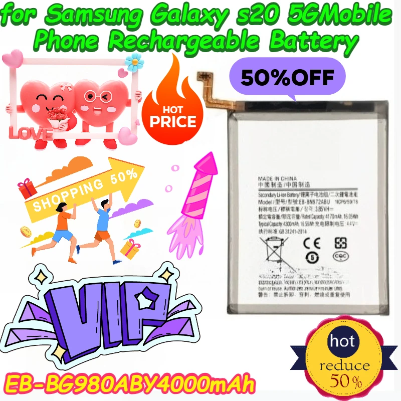 

100%New 4000mah High-capacity EB-BG980ABY Mobile Phone Battery for Samsung Galaxy S20 5G Mobile Phone Rechargeable Battery