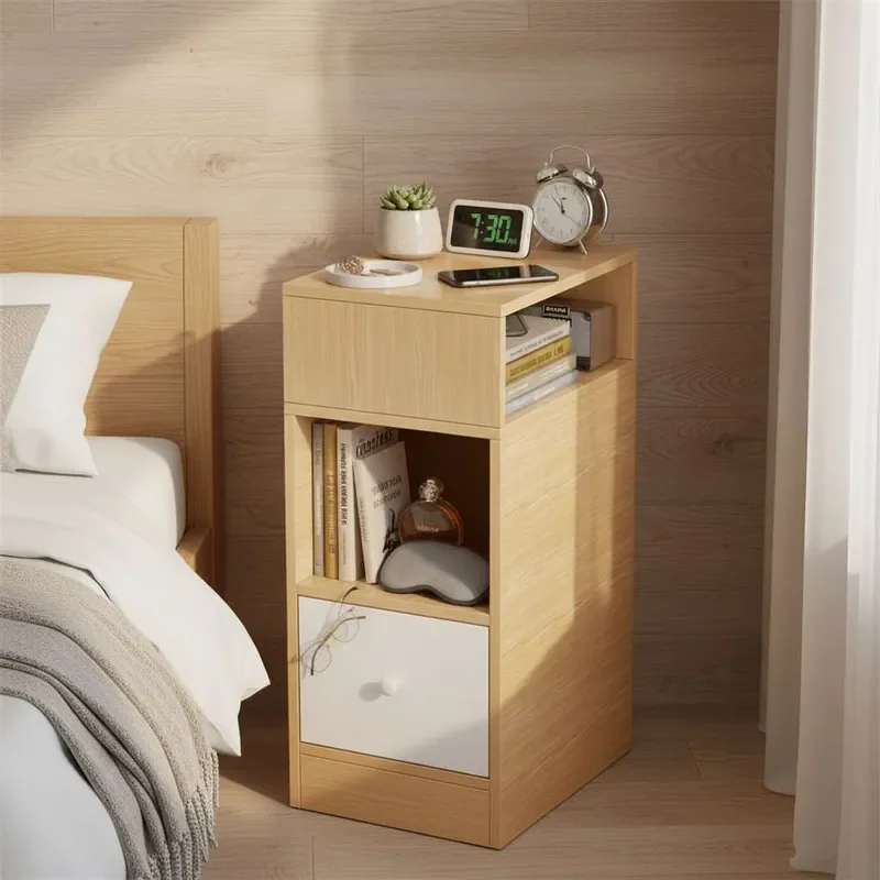 Modern Simple Bedside Table Ultra Narrow Mini Storage Cabinet Light Luxury High End Small Nightstand for Bedroom