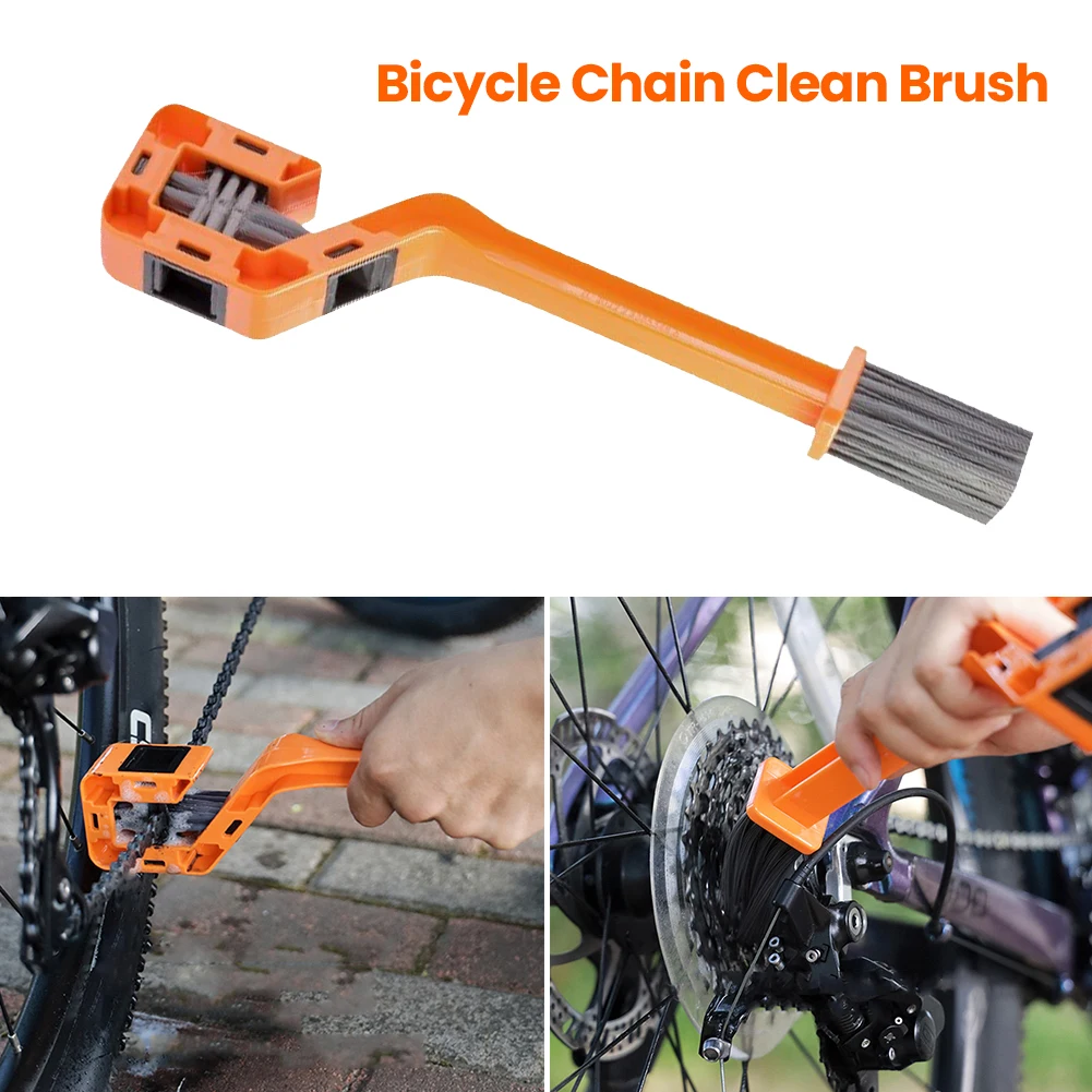 Cepillo de limpieza de cadena de motocicleta, limpiador de cadena de bicicleta de doble cabezal, multifunción, portátil, para motocicleta y bicicleta