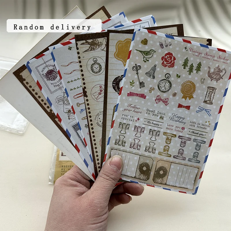 6PCS/Pack Stickers Cute Handbooks Material Phone Cases Laptop Suitcases Water Cups Waterproof Stickers