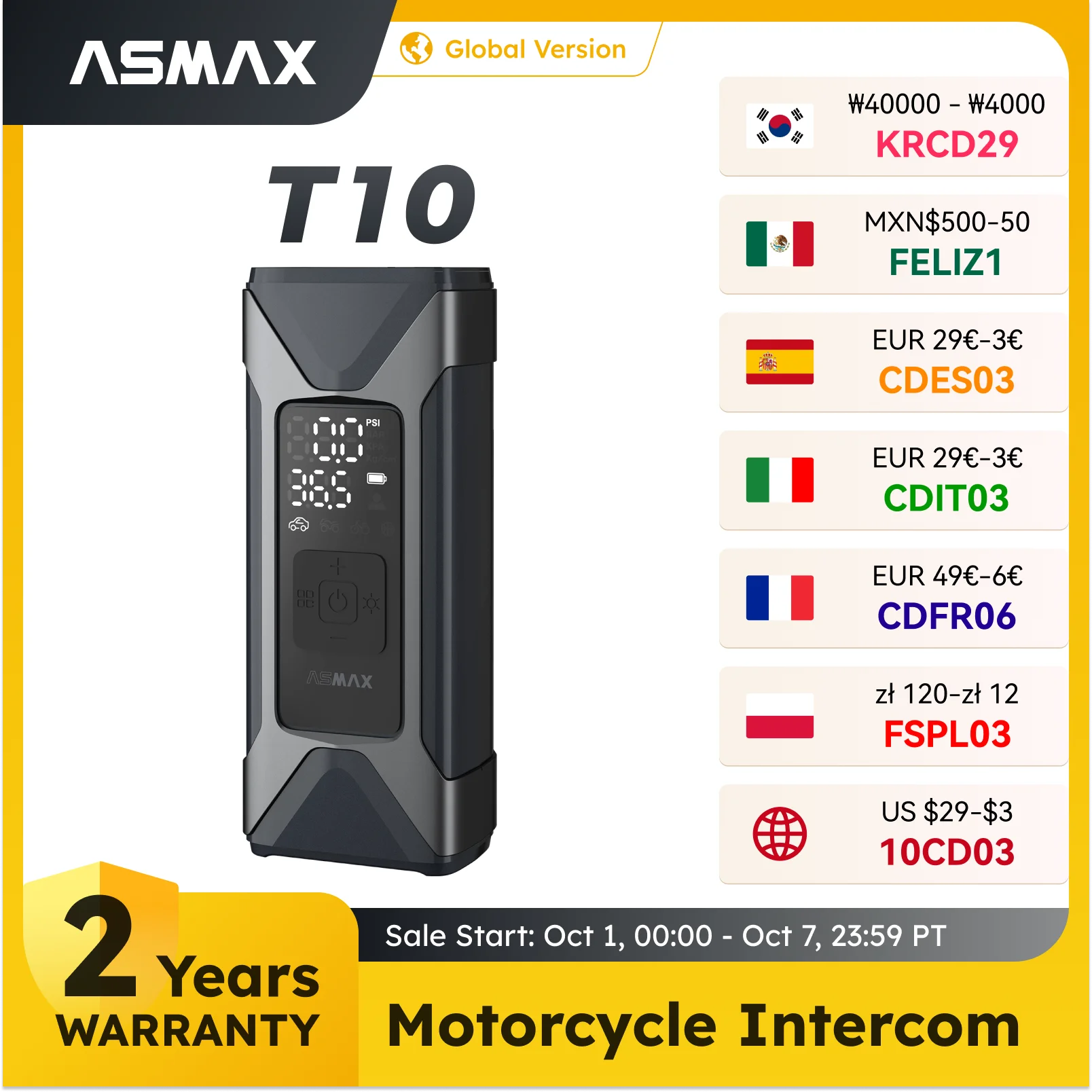 ASMAX Tire Inflator Portable Air Compressor, Smart Air Pump with 160PSI Tire Pressure Gauge, 7500mAh Smart Fast Tire Inflator