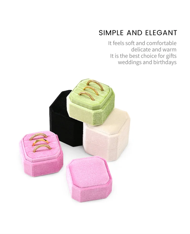 Oirlv Wedding Flanner Ring Box Engagement Triple Slot Square Ring Box Modern Wedding Marry Gifts Muti Color 1/2/3 Slots Ring Box