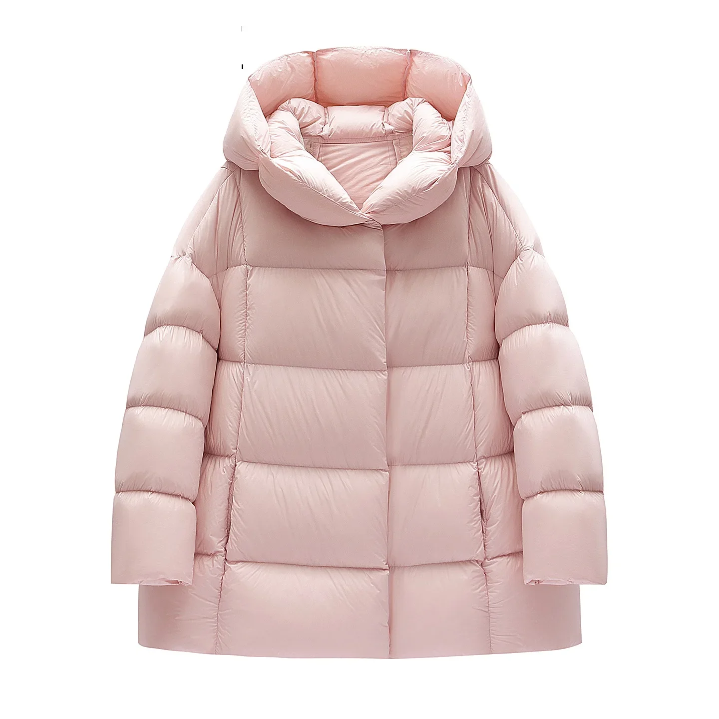 2026 شتاء جديد 90White أوزة أسفل سترة المرأة النسخة الكورية فضفاضة سحابة نفخة رقيق معطف مقنع معطف باركر الإناث