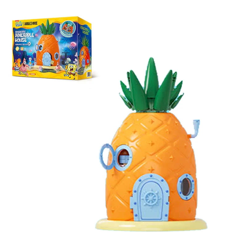 SpongeBob Schwammkopf Ananas Haus Modulare Gebäude Klemmbausteine Set Unterwasser Ozean Szene Bausteine Modellbausatz DIY Montage mit 4 Minifiguren Spielzeug für Erwachsene Ideales Geburtstags
