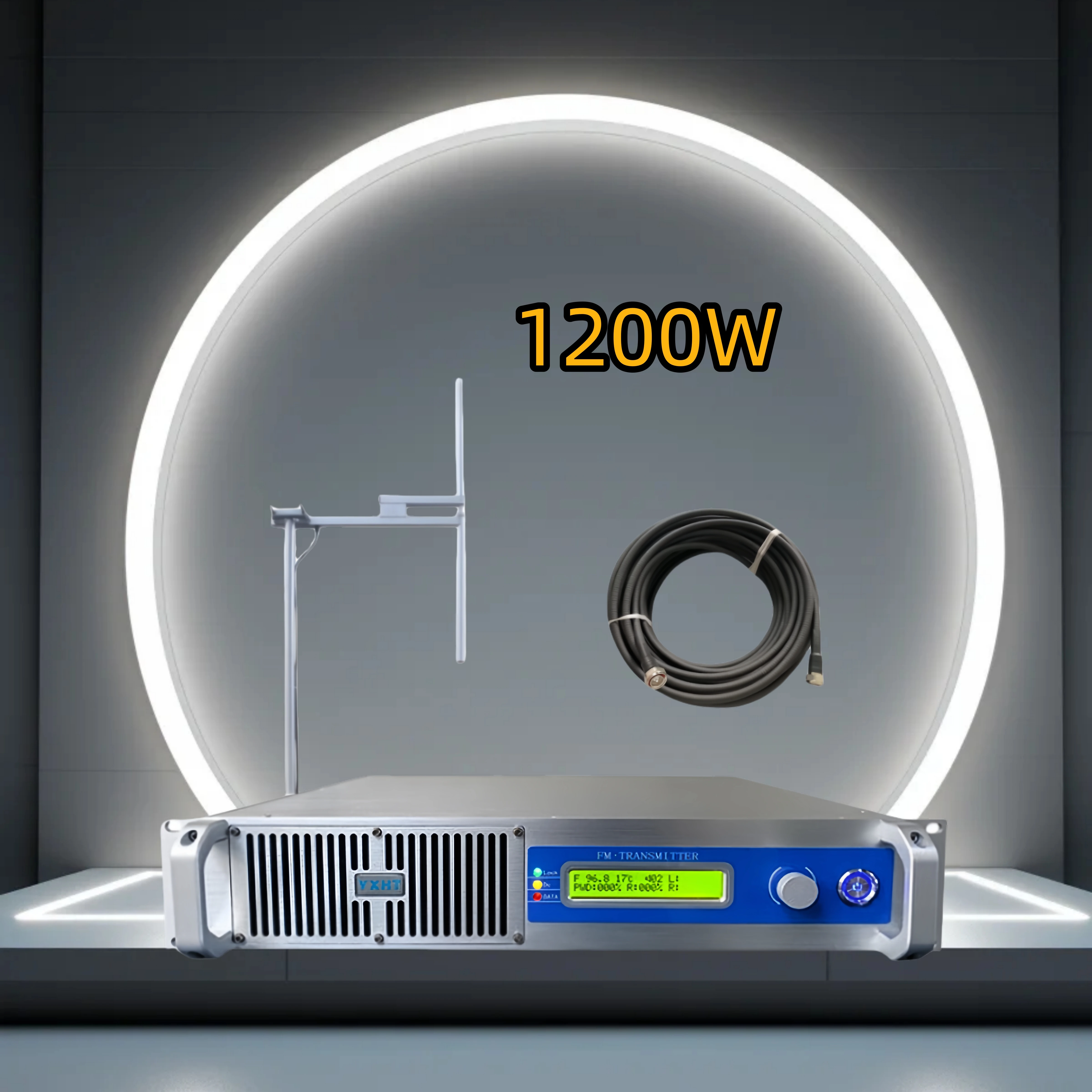 

1.2KW (1200W) FM Transmitter Broadcast Kit YXHT-1 – 1-Bay Antenna + Cable | High-Power for Radio Stations