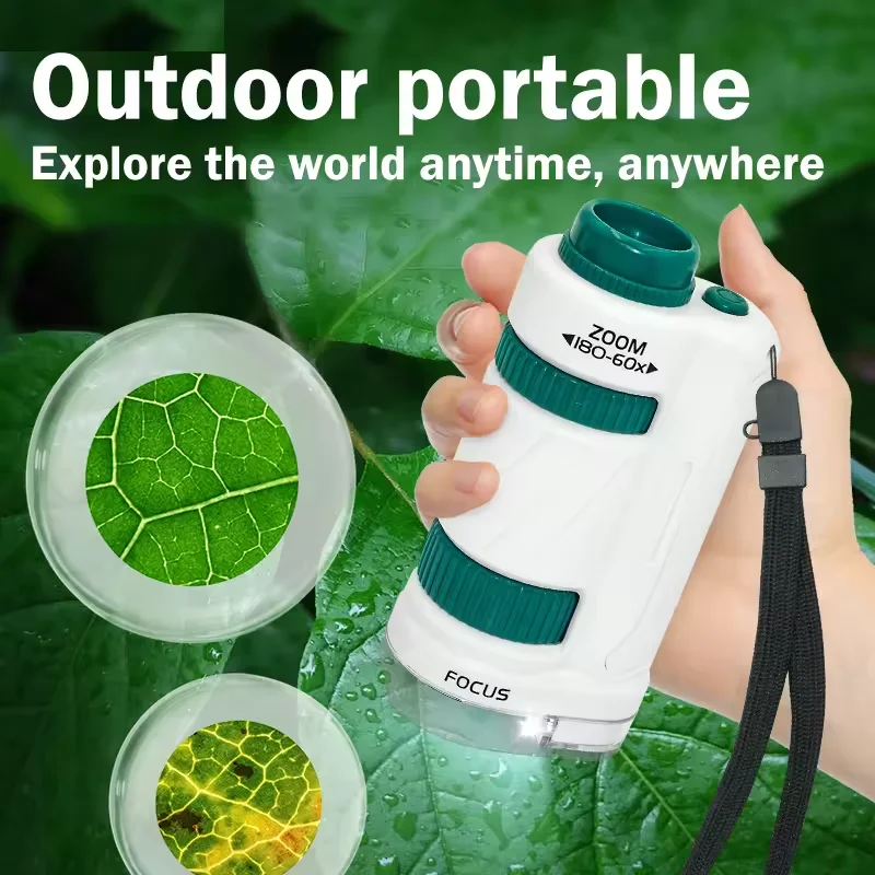 60X-120X Handheld Child Microscope Kit Portable Lab Microscopes Biological Science Educational Toy For Children Learn STEM Gifts
