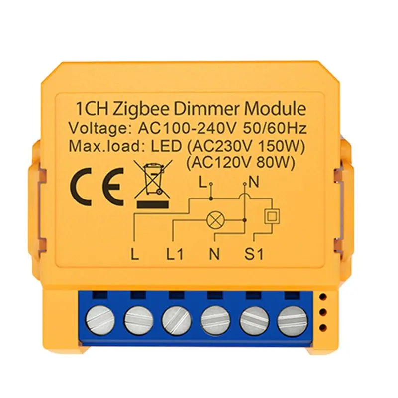 AB13-Tuya Zigbee Smart Dimmers Switch Module Control LED Lights Dimmable Switch Stepless Dimming+Voice Control