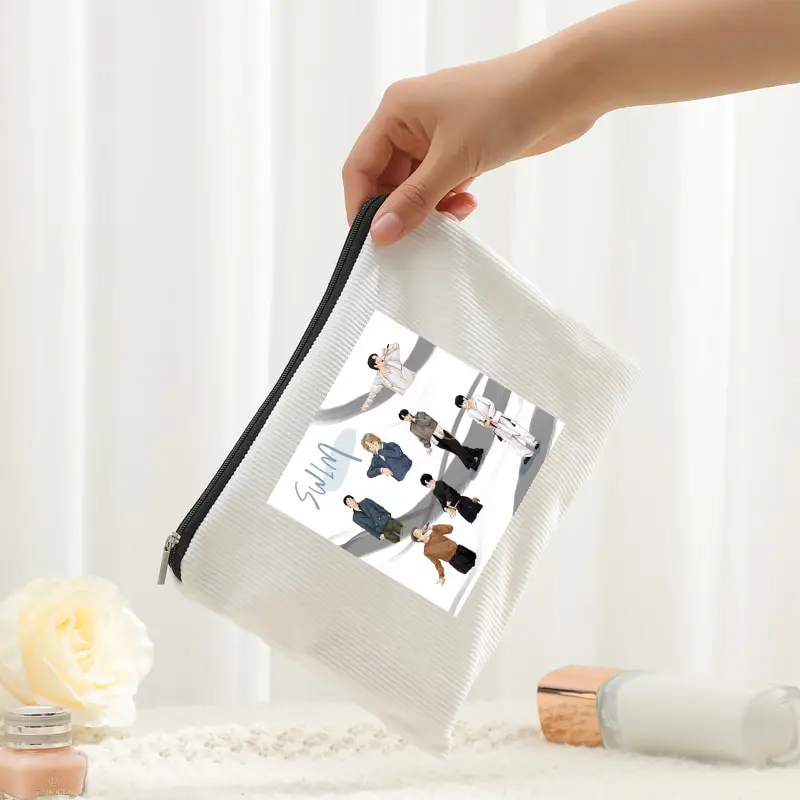 Corduroy Makeup Bags Arirang 2.0 World Tour 2026 White Fashion Foldable Storage Bag Travel Organizer Bags Kpop Fan Gift Women's