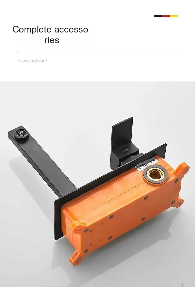 Concealed Wall Mounted Basin Faucet All Copper Black Cold Hot Inlet Embedded Bathroom Faucet Basin Faucet, Concealed Faucet,
