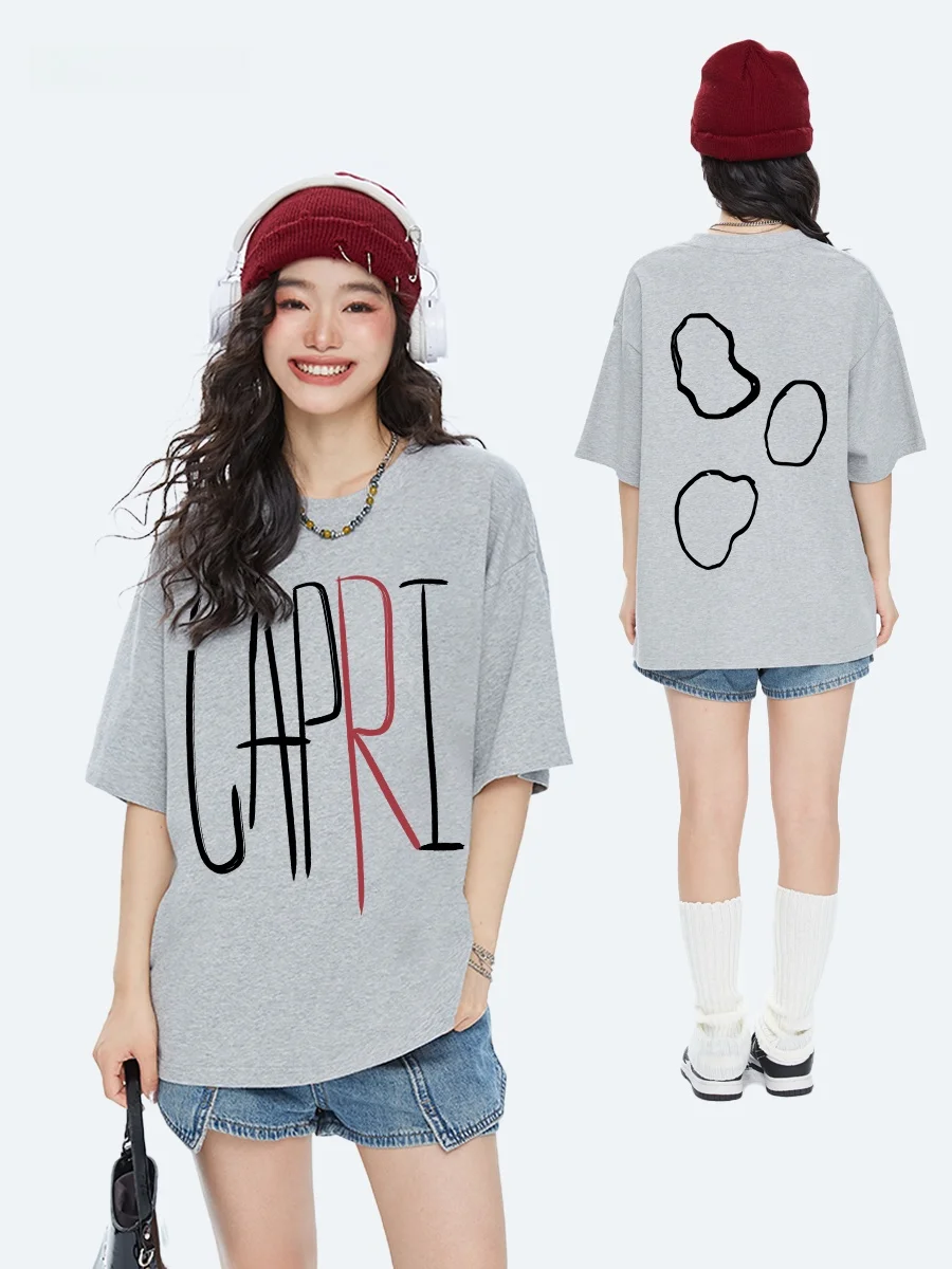 

Capricorn American Retro Letter Cotton Short Sleeve Women's T-shirt Summer New Style Trendy Brand Half Sleeve Top