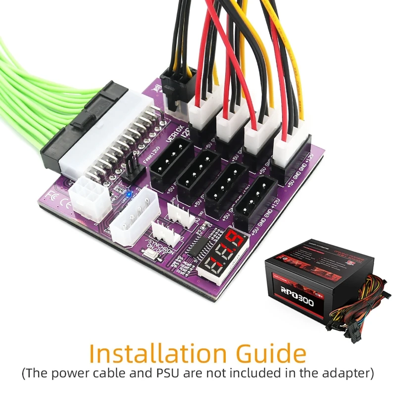 2 Ports 6 Pin and 8 Ports 4 Pin ATX 24Pin 800W ETH Mining GPU/PSU Power Supply Breakout Board Adapter 12V for Miner