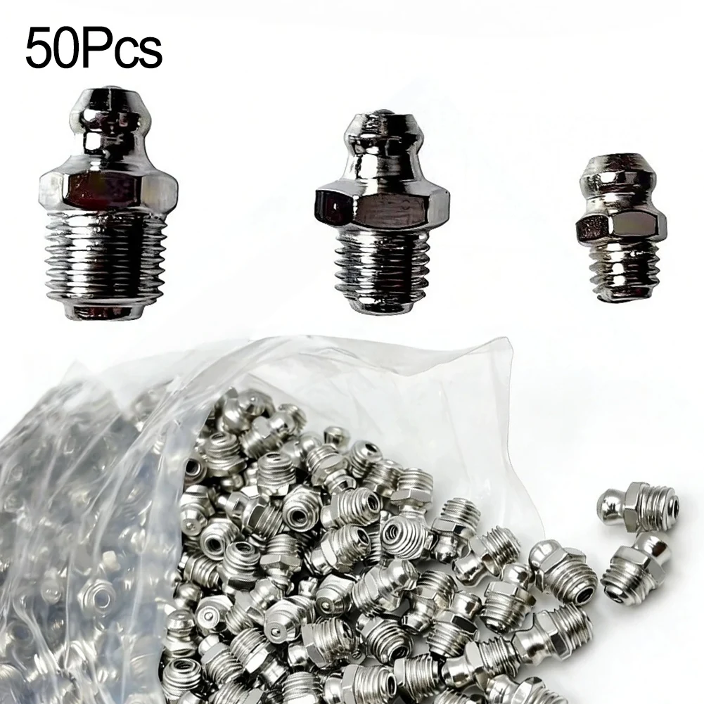Industrial Straight Grease Nipples Set 50pcs M6 M8 M10 304 Stainless Steel Metric External Thread for Railway Maintenance