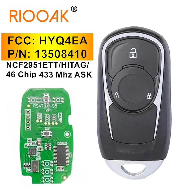 

3 Button ASK 433MHz ID46Chip HYQ4EA Keyless Remote Control for Opel Insignia Astra K 2016-2020 Smart Key Fob P/N: 13508410