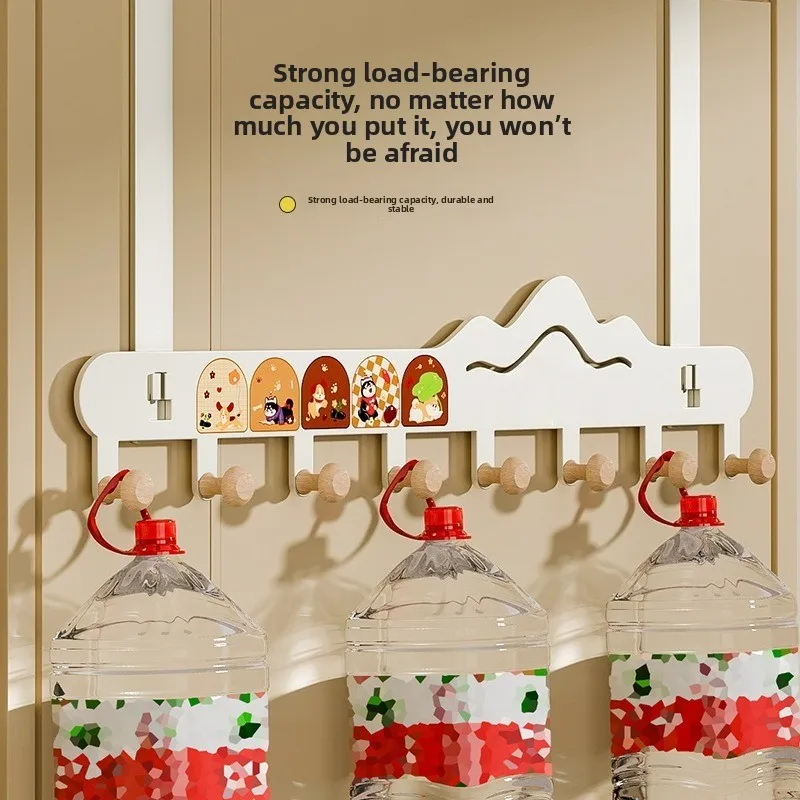 Over The Door Wooden Hooks Hanger No Drill Coat Rack for Entryway Organization