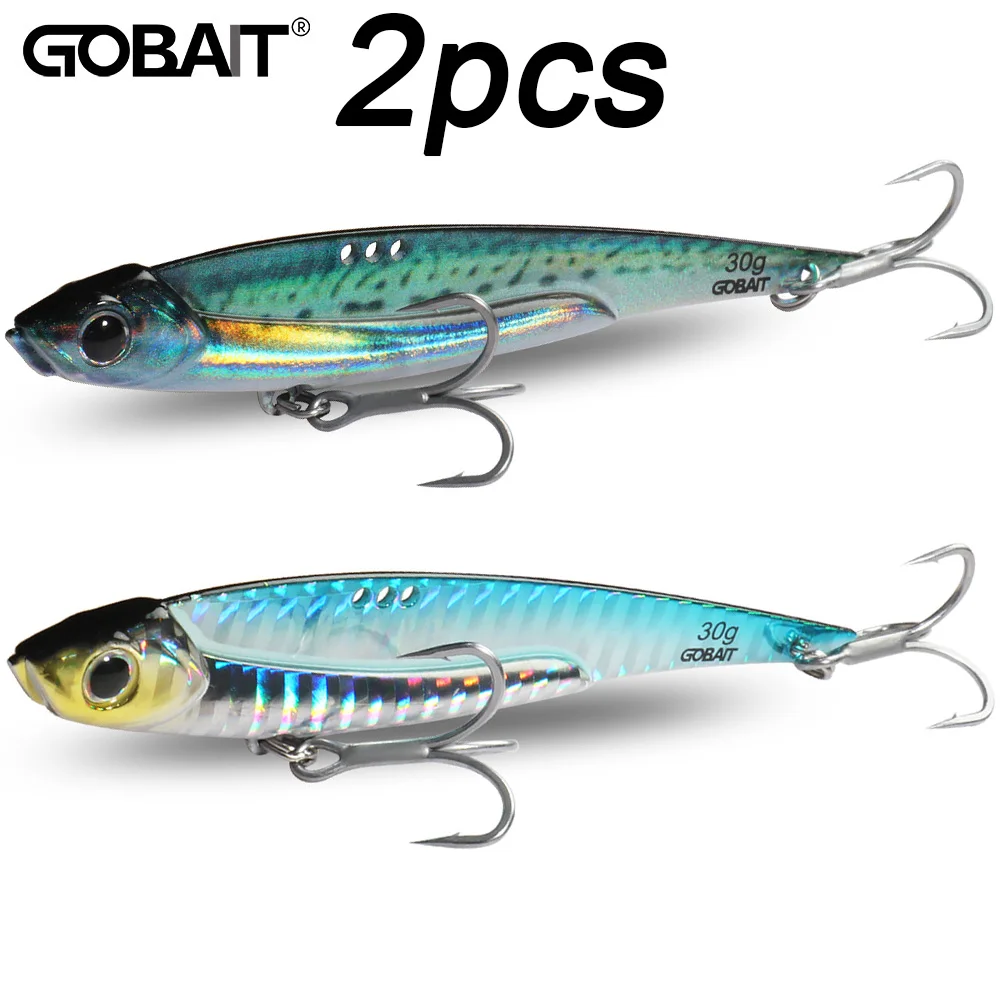 2pcs VIB Lures Kit 20g 25g 30g Metal Jig Spinner Sinking Blade Vibetion Super Hook Pesca Fishing Tackle Box Spoon Baits Set