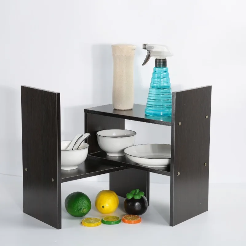 DIY Настольный Стеллаж Для Хранения Дисплей Полка Органайзер Столешница Книжный Шкаф Темный Орех