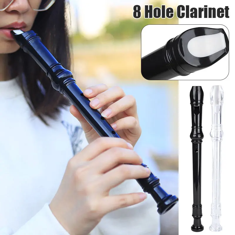 8 Hole G Key Flute Abs Long Flute with Cleaning Rod for Beginner Kids Gifts Music Lover Daily Practice Recorder Flute