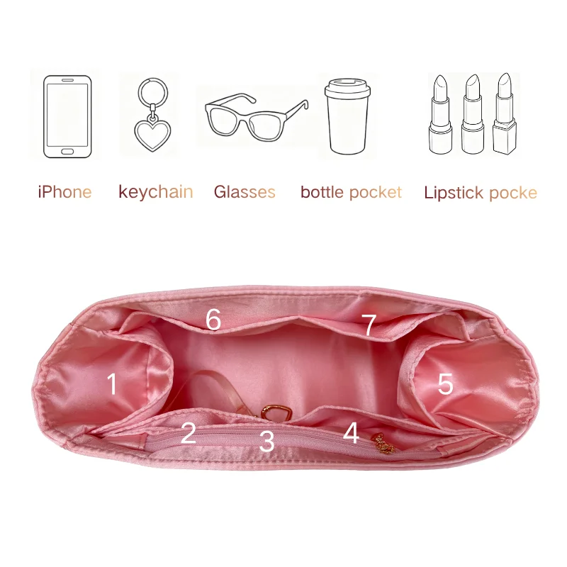 Purse Organizer Inserts for brooklyn 28 Insert Silk Lining Waterproof Vegan Leather with Zipper Pocket