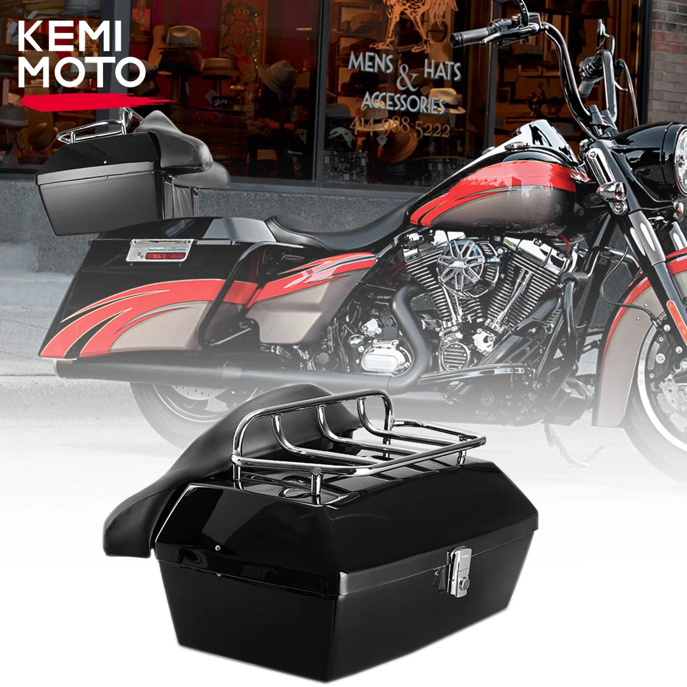 

Universal 48L Motorcycle Rear Trunk Storage Box Tail Luggage Trunk Case Toolbox w/Backrest Pad Motobike Scooter Storage Box Tail