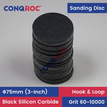 100pcs 75mm 3 inch sanding discs silicon carbide waterproof hook and loop for wet and dry sanding grit -60~7000