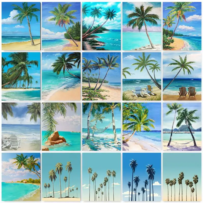 

GATYZTORY Frame Coconut Tree DIY Painting By Numbers Kit Landscape Picture By Numbers Acrylic Paint By Numbers For Home Decors