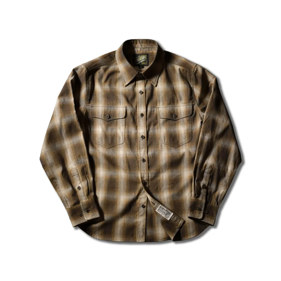 Men's Gradient Plaid Long Sleeves Shirt Western Style Menswear