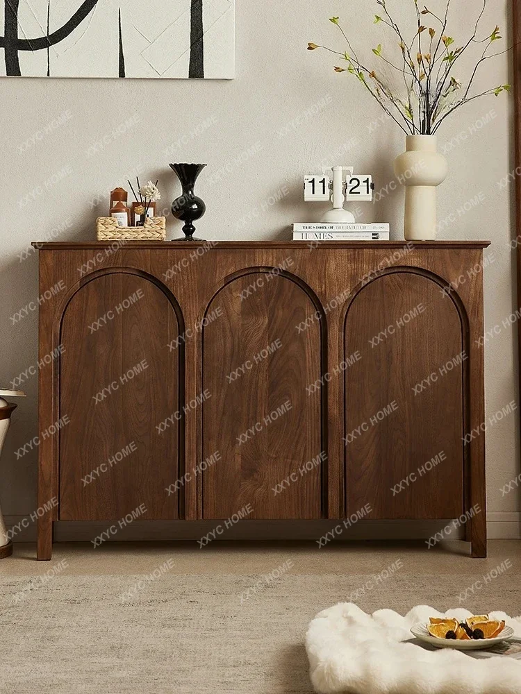 North American black walnut dining side cabinet retro home shoe cabinet entrance integrated door storage cabinet new model
