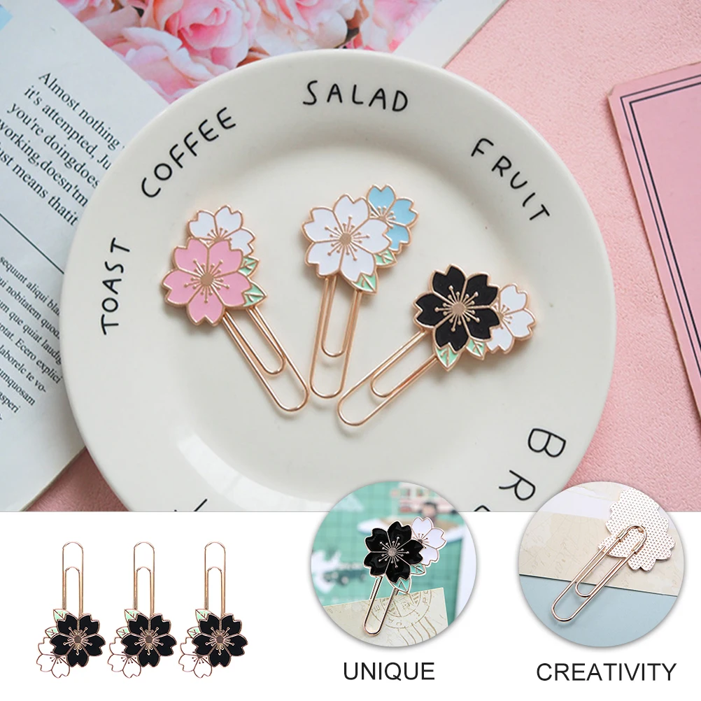 

3Pcs Design Metal Bookmark Clips Creative Adorable Office School Accessories Zinc Alloy Decorative