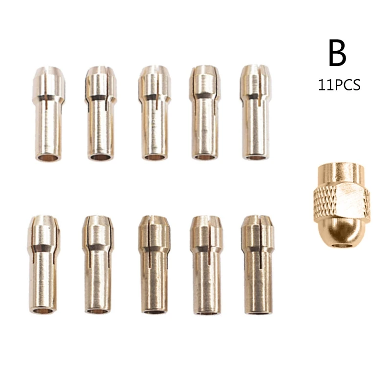 11 Pcs Collet Chucks Set Copper Collet Chuck forDremel Rotary Tool  Engraver G5AB